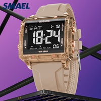 SMAEL 8128 Jam Tangan Digital Olahraga Pria dengan Layar Ganda, Alarm, Tahan Air 50m, Dilengkapi Stopwatch dan Tali Silikon.