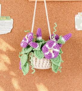 Adorno Colgante <span class=keywords><strong>de</strong></span> Ganchillo Hecho a Mano, Cesta <span class=keywords><strong>de</strong></span> Flores Artificiales Colgante, Decoración Boho para Pared y Ventana - Product Image 5