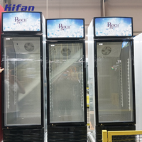 Réfrigérateur-congélateur vertical commercial avec refroidissement par air 220V/50HZ, porte vitrée, équipement de réfrigération pour bières et boissons