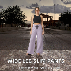 Pantalon large taille haute pour femme, coupe ample, couleur unie, fermeture à cordon, en molleton, style décontracté, idéal pour le printemps - Product Image 2