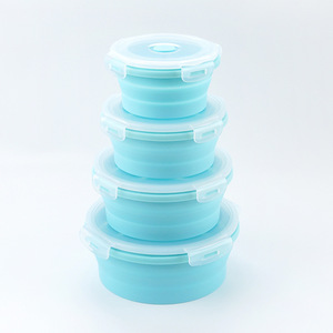 Round <strong>Collapsible</strong> <strong>Bulk</strong> Lunch Foldable Cake Silicone Bento Box for Kids Children Accessories Set <strong>Food</strong> <strong>Storage</strong> &amp; <strong>Container</strong> - Product Image 4