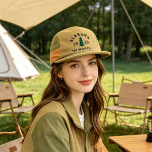 Casquette de camping personnalisée à 5 panneaux, color block, chapeau de camping en plein air, logo brodé, tissu en nylon, casquette de camping réglable, sports de plein air - Product Image 1