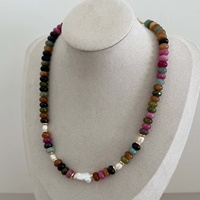 Collana con Ciondolo di Perle Barocche d'Acqua Dolce, Set di Gioielli Fatti a Mano con Perline in Pietra Naturale Colorata per Donne