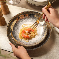 Moderne Luxe Gouden Rand Parel Keramisch Servies Westerse Schotel Fruit Slakom Elegant Serviesgoed Collectie