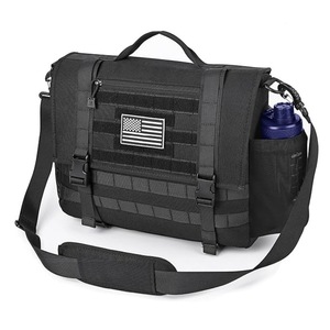 Bolso Mensajero Táctico Negro de Poliéster con Cierre de Cremallera, Bolso de Hombro para Viajes de Negocios, Bolso Bandolera con Bolsillo para Botella de Agua - Product Image 5
