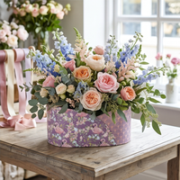 Boîte à fleurs ovale en forme de cœur personnalisée, boîte cadeau en papier rigide pour arrangement floral, pour fleuriste, emballage de fleurs de mariage