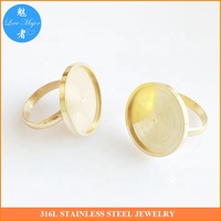 Einstellbare Fingerringe aus Edelstahl Blank Base Pad Ring Einstellung Gold Farbe