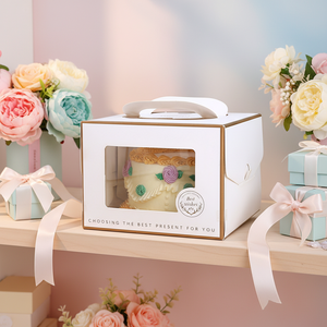 Caja de Embalaje para Pasteles Altos, Extra Profundos, con Ventana Grande, Ajustable en Altura, para Bodas y Cumpleaños, Venta al por Mayor - Product Image 1