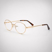 Monture optique métallique ronde, monture de lunettes en gros, branches en acétate, fil fin poli, 4 couleurs, en vrac