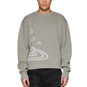 Áo Len Nhà Sản Xuất Biểu Tượng Tùy Chỉnh Mô Hình Jacquard Người Đàn Ông Đan Áo Len 100% Cotton Crew Cổ Jumper Dệt Kim Thiết Kế Áo Len Người Đàn Ông - Product Image 3