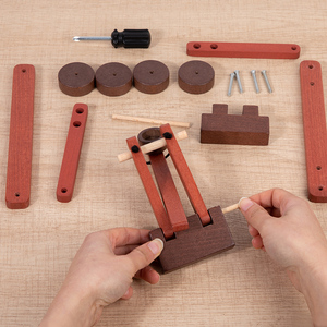Giocattolo Educativo STEM in Legno da Assemblare, Modello di Veicolo d'Assedio con Catapulta e Cannone, Aereo da Combattimento - Product Image 3