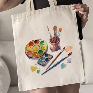 Sac fourre-tout en toile imprimée avec palette d'artiste et pinceaux, sac à bandoulière, cadeau pour les amateurs d'art, les peintres, l'école, les voyages, le shopping - Product Image 3