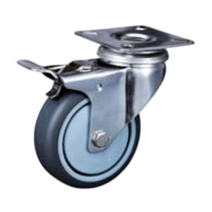 Venta Directa de Fábrica: Rueda de TPR con Núcleo de PP, Rodamiento de Bolas, Soporte de Acero Inoxidable, Calidad Premium, 40Kg-130Kg, Uso Industrial, 50-125mm - Product Image 1