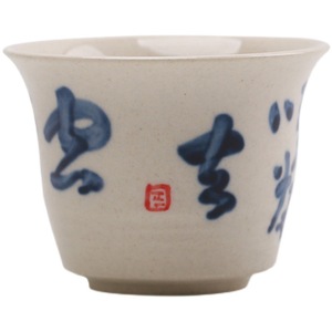Chinese Style Porcelain <b>Tea</b> Cup With Blue Calligraphy Dehua Ceramic Tasting Cup For Gongfu <b>Tea</b> <b>Set</b> - Product Image 5