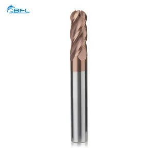 Bfl rắn Carbide 4 sáo bóng mũi cuối nhà máy 6.35mm CNC Carbide Cutter