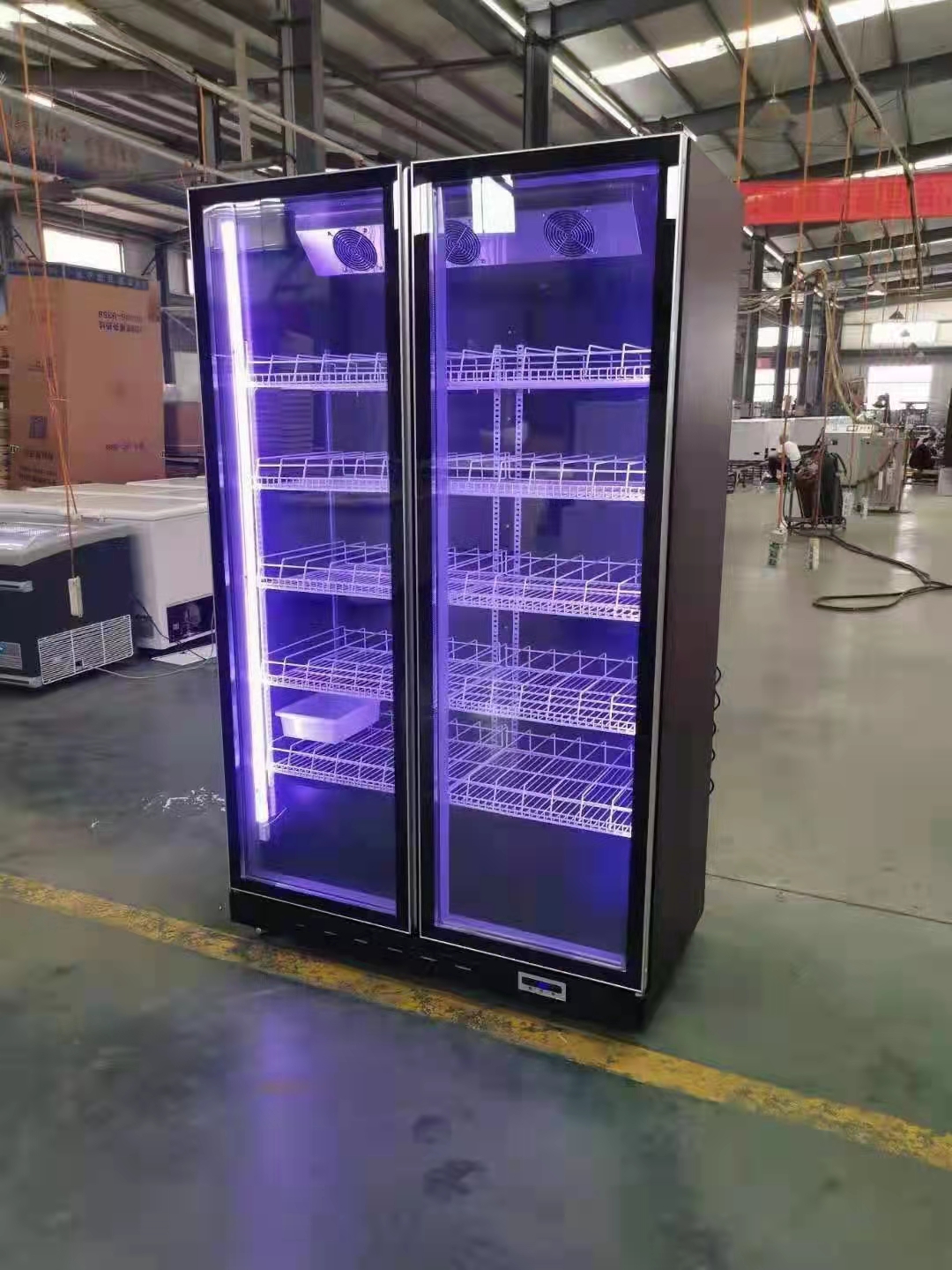 ファン冷却ガラスドアディスプレイ冷凍庫ベストコーラ飲料冷凍庫