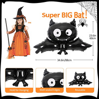 Ensemble de décorations pour fête d'Halloween - Ballons en latex et guirlandes avec motifs fantômes, yeux et chauves-souris - Pack en gros