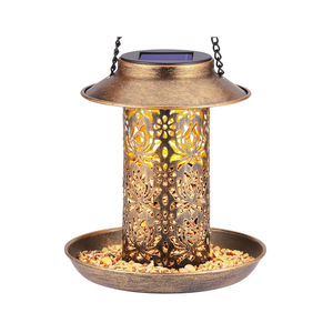 Alimentador de pájaros salvajes de Metal resistente a la intemperie de 2 libras para cardenales, linterna de jardín Solar con gancho en S, alimentador de pájaros Solar - Product Image 1