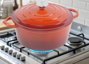 Olla de <span class=keywords><strong>hierro</strong></span> <span class=keywords><strong>fundido</strong></span> <span class=keywords><strong>esmaltado</strong></span> multifunción no tóxica para sopa, cazuelas y horno holandés para hornear pan de masa madre - Product Image 5