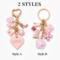 Breloque de sac rose mignonne en forme de cœur émaillé, mini pendentif de sac à main Kawaii, porte-clés, accessoires de décoration pour sacs à main pour femmes et filles
