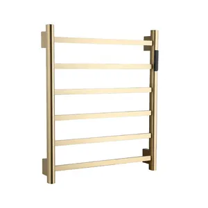Brushed Gold Heating Electric Disinfection And Drying Rack Stainless Steel Towel Rack Towel Bar Holder Set For Bathroom