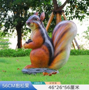 Décoration de pelouse de jardin extérieur Sculpture d'écureuil d'animaux simulés Ornements de paysage extérieur de maternelle Ornements en fibre de verre - Product Image 5