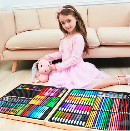 Çocuklar taşınabilir kalem yıkanabilir su renk fırça kalem seti