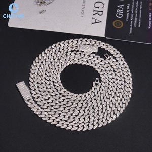 Cadena de eslabones cubanos de moissanita de 8 mm con 2 filas, diseño económico, chapada en rodio, plata 925, joyería Hiphop Iced Out, certificado GRA - Product Image 1