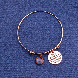 Pulsera de Acero Inoxidable con Letra Chapada en Oro Real, Ajustable y Elástica, Joyería de Semilla de Mostaza, Resistente al Deslustre - Product Image 4