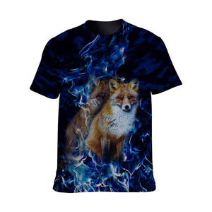 تي شيرت هيب هوب بأكمام قصيرة وتصميم ثلاثي الأبعاد مطبوع بشعار مخصص بالجملة، مصنوع من البوليستر 100٪ بتصميم حيوانات الأسد والنمر - Product Image 6