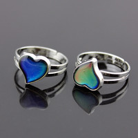 Bague stylée avec changement de couleur, anneau d'humeur en forme de cœur, nouveaux modèles qui Change de couleur, vente en gros,