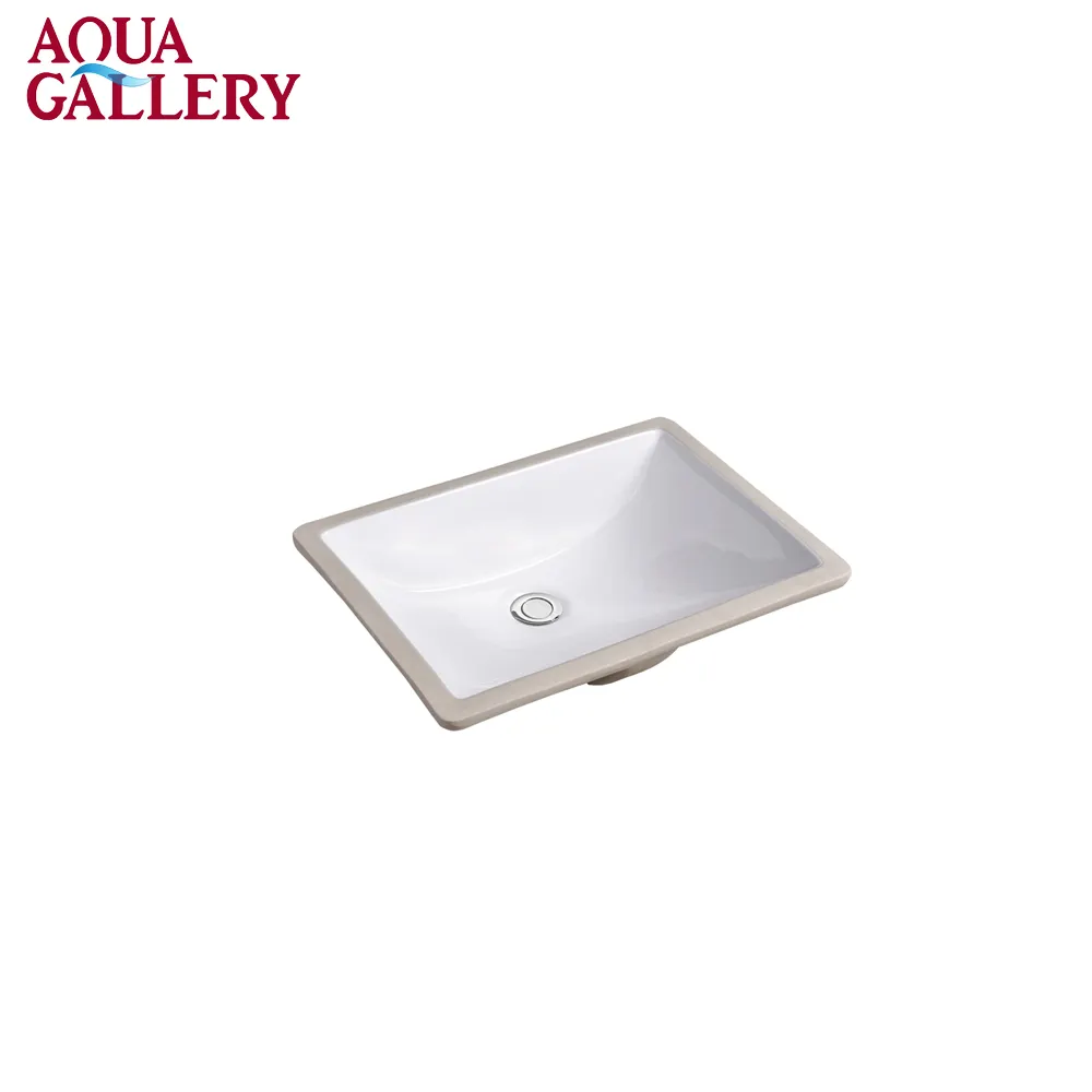 Rectangular Under Counter Mounted White Glazed Ceramic Hand Wash Basin