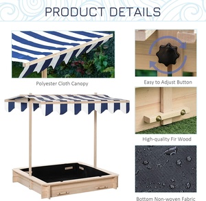 Cabaña de arena de madera maciza y lona para exteriores, cubierta de juego de arena, muebles de exterior ajustables - Product Image 3