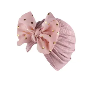 Baby Girl Toddlers Breathable Cotton Hat Newborn Knotted Hat Cute Donut Soft Turban Bow Knot Cap