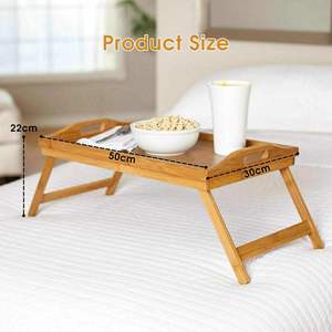 Table de lit en bambou, grands plateaux de petit-déjeuner 50x30CM avec pieds pliables, utilisation polyvalente comme table de lit - Product Image 2