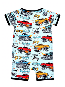 Auto-Bedruckte Kinderpyjamas Hauskleidung Bambusfaser Kurzarm-Reißverschluss-Strampler Baby-Strampler - Product Image 3