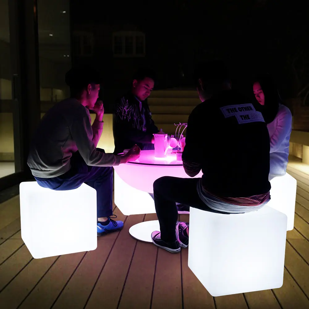 Cubo de led, 16 cores para 1 luz noturna decorativa da festa ao ar livre ip67 led rgbw cadeira do cubo