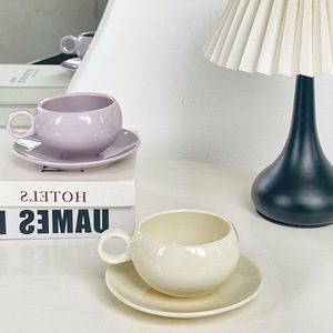<b>Egg</b> Shape <b>Ceramic</b> Coffee Mug for Home Breakfast Cup With Handle Office Tea Cup and Saucer Set - Product Image 2