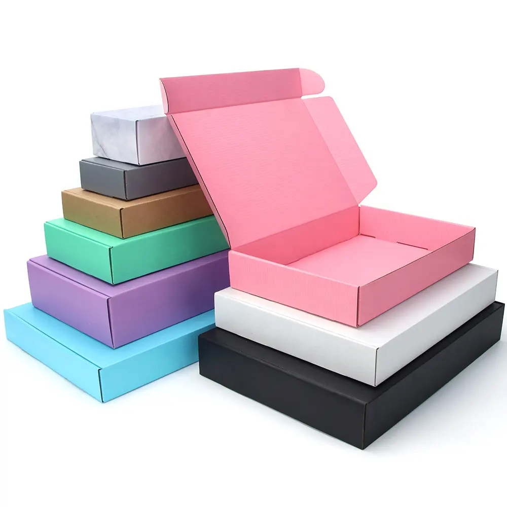 Boîte kraft en carton, emballage de couleur en gros, petite boîte cadeau pour perruques, boîte ondulée vierge à 3 couches, taille personnalisée, logo imprimé