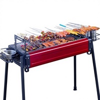 Barbecue d'extérieur domestique sans fumée, four à charbon de bois, grille de cuisson pour agneau rôti, outils pliables coupe-vent portables