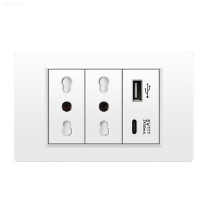Italian Standard Dual Power Supply Wall <b>Socket</b> with Dual USB-C Outputs 20A Touch Panel Light Switch (PC Material) - Product Image 6
