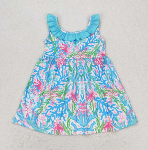 ชุดเดรสเด็กผู้หญิงแขนสั้นปักลายเปลือกหอยประดับโบว์ลายทางระบาย - Product Image 4