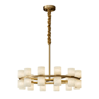 Lustre en albâtre de style nordique simple pour salon, salle à manger, hall d'hôtel, chambre à coucher, lampe suspendue circulaire pour chevet