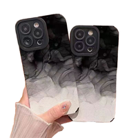 Coque de téléphone portable en TPU souple avec impression de peinture à l'encre dégradée noir et blanc pour iPhone 8 X Xr Xs 11 12 13 14 15 16 17 18 Pro Max