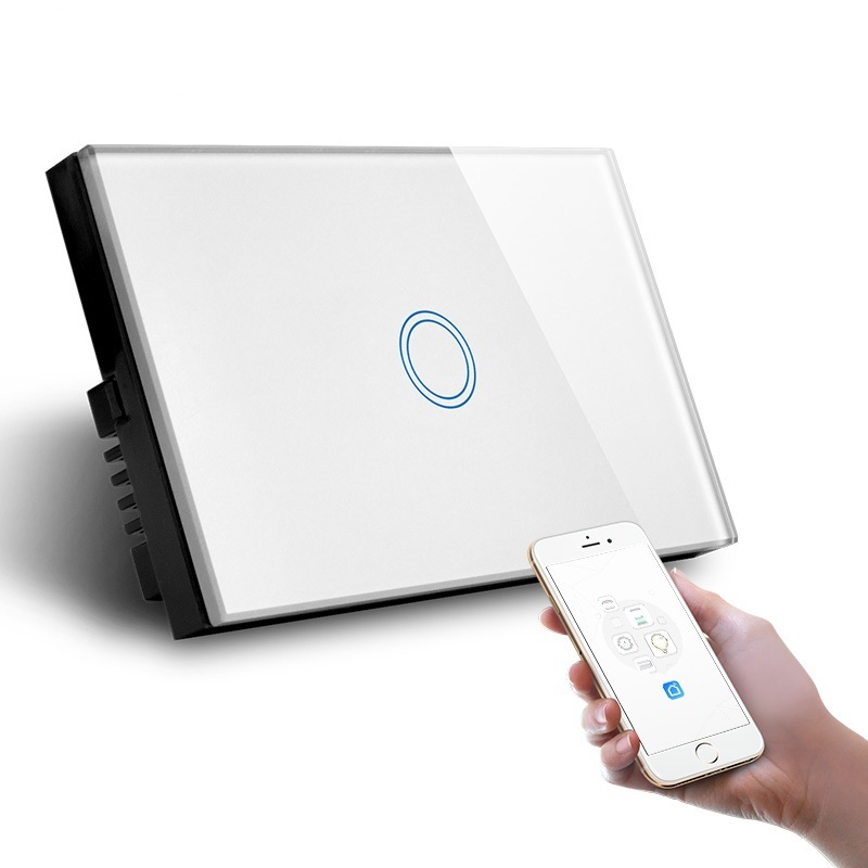 Умный выключатель Tuya, Wi-Fi, 1 канал, 1 канал, оптовая продажа, стеклянная панель, экран, настенный сенсорный выключатель для умного дома