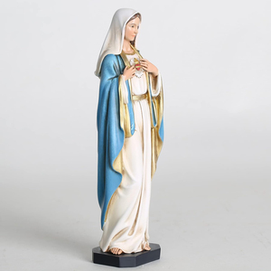 Escultura Clásica <span class=keywords><strong>de</strong></span> <span class=keywords><strong>la</strong></span> <span class=keywords><strong>Virgen</strong></span> María en Resina <span class=keywords><strong>de</strong></span> Fibra <span class=keywords><strong>de</strong></span> Vidrio con Base Estable, Estilo Vintage, para Colección Católica o como Adorno - Product Image 3