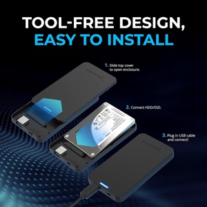 HK-HHT 2.5 "SATA USB 3.0 aletsiz plastik dizüstü bilgisayar harici HDD muhafaza [optimize edilmiş SSD desteği UASP SATA III] siyah (EC-UASP) - Product Image 6