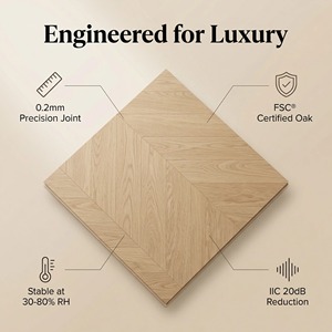 Parquet en chêne blanc de style château français, 770x152mm, avec contrôle acoustique, pour salons de luxe et utilisation extérieure - Product Image 3
