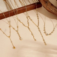 Collier en Y pour femme, plaqué or 18 carats, en acier inoxydable, réglable, avec pendentif incrusté de zircon