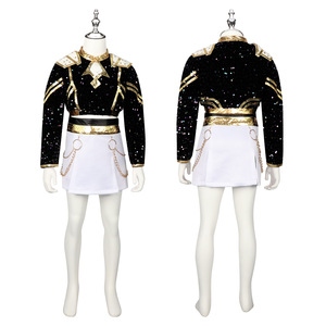 Costume de Cosplay Guerrière Kpop Noir et Or pour Enfants de 8 à 13 Ans, Tenue de Jeu de Rôle Anime Automne 2025 - Product Image 1
